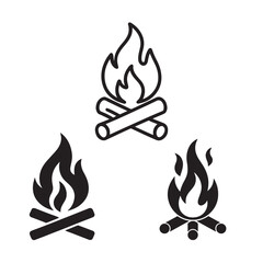 Bonfire line art stock silhouette vector