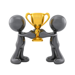 Teamwork Duo Lifting Trophy on Transparent Background