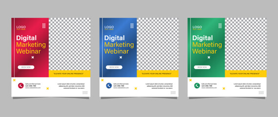 Vibrant Webinar Banner Template for Digital Marketing, Social Media Post Design, Editable AI file
