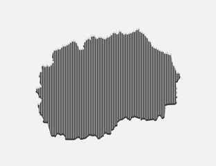 Abstract map North Macedonia, parallel grey lines
