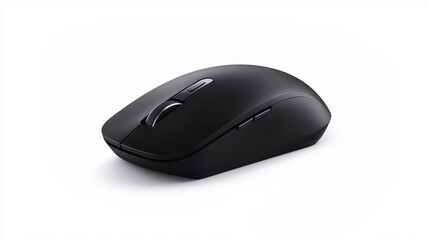Sleek black computer mouse designed for ergonomic use, featuring smooth surface and multiple buttons for functionality