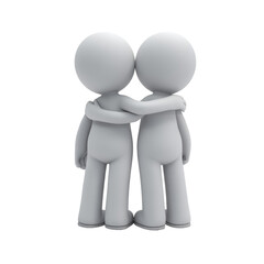 Two Friends Hugging on Transparent Background