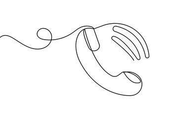 Obraz premium Call icon continuous one line drawing minimalist style isolated outline vector art 