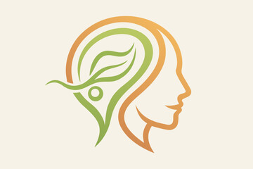 Organic human head outline smooth curve creative thinking  