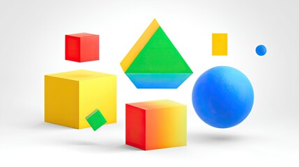 Obraz premium Abstract Colorful Geometric Shapes On White Background