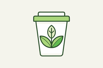 compostable cup icon subtle plant design illustration