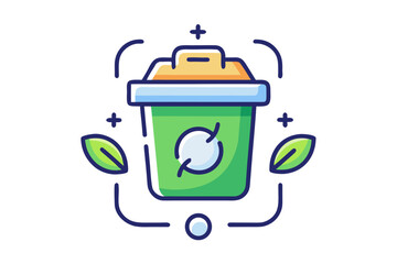 compost bin stylized arrows showing biodegradability