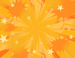 アメコミ風のシンプルな背景　集中線　ドットグラデーション　オレンジ　1