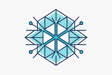 Geometric snowflake icon with symmetrical crystal pattern