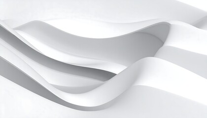 Fototapeta premium Abstract, minimalist composition featuring flowing, layered, white, curved forms. The smooth, undulating design creates depth and visual interest