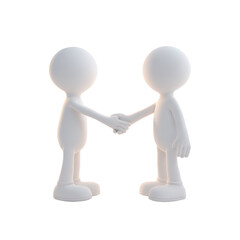 Handshake between 3D humanoid figures on transparent background