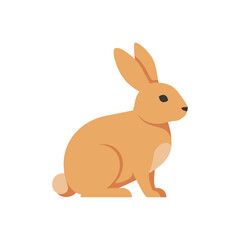 Flat vector illustration of an orange rabbit sitting in side view. Isolated, minimal and modern design suitable for kids materials and spring themed artwork