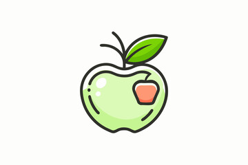 Organic apple with tiny compostable minimal flat icon