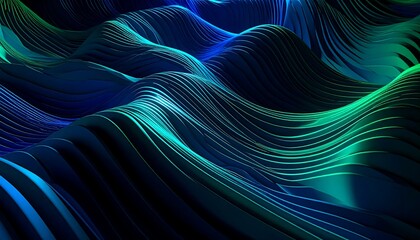 Abstract ocean wave pattern, with blue, green, and aqua color grading, rendering a visual of water flow & contours