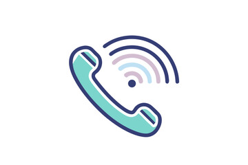 Phone handset icon curved signal wave minimalist design