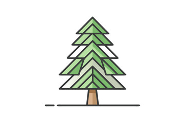 Fototapeta premium Pine tree minimal geometric outline icon nature design