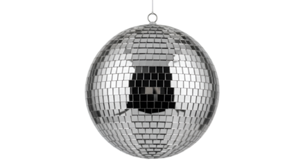 Silver Disco Ball Hanging and Reflecting Light graphic