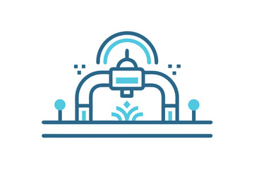 Sprinkler system icon with minimal curved water lines