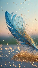 blue and gold flying glitter artfully blend, hi-res image background