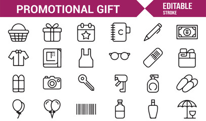 Business promotion product line icons for advertising and campaign planning
