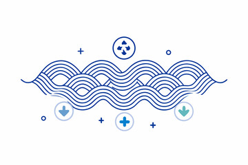 Fototapeta premium Wave pattern with tiny recycling arrows integrated design