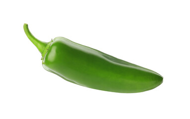 One whole green jalapeno pepper isolated on white