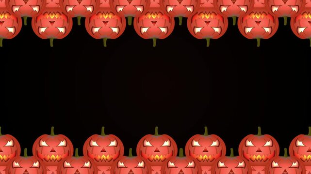 Pumpkin Head Frame. Halloween frame with scary pumpkin head character