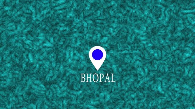 location of the city of BHOPAL,the name of the place with the location has been displayed, sign animated with alpha channel 4k video