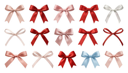 PNG Colorful satin bows collection, element set on transparent background