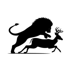 Silhouette vector illustration of a wild lion