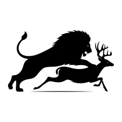 Silhouette vector illustration of a wild lion