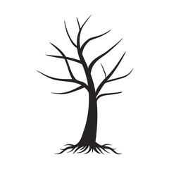 Bare Tree and Progress Bar Graph Icon. Business and Sustainability Growth Vector