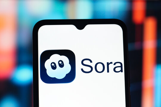 In this photo illustration, the Sora app (OpenAI) logo is seen displayed on a smartphone screen.