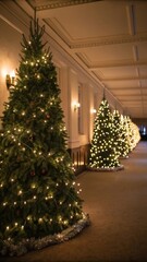 rows of christmas tree lights around the boarder