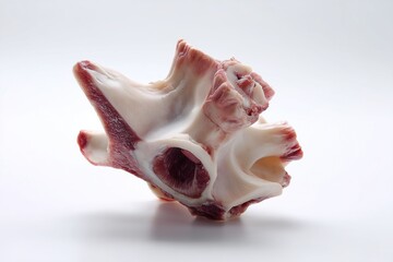 A raw pork vertebra is depicted against a white background.