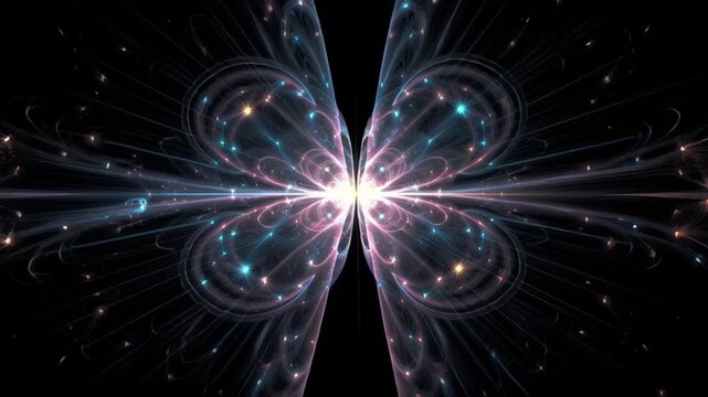 Abstract digital art with glowing cross shape, border effect, and radiant energy pattern symbolizes futuristic investment energy and concept