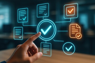 Digital Checkmark Symbolizing Approval and Verification Process in Modern Business Workflow Environment