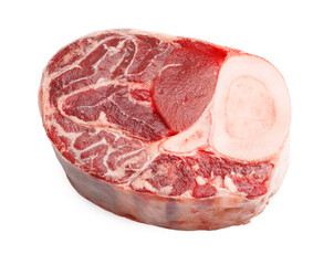 Piece of raw beef meat isolated on white