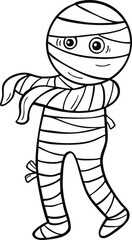 Obraz premium illustration halloween child wearing costume hand drawn outline concept