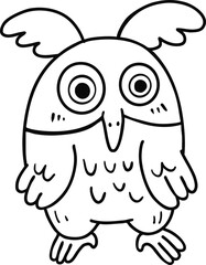 illustration Halloween owl hand drawn outline concept