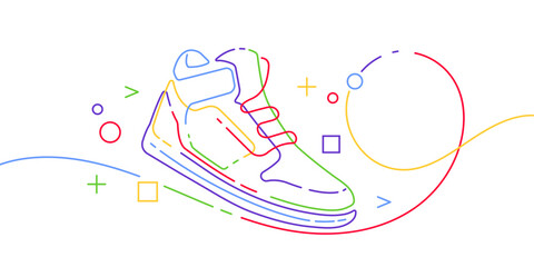 Sports shoes . Sneakers .Shoe advertising .Hand drawn. Vector illustration .