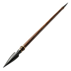 An isolated close-up of a meticulously crafted spear, isolated on white background
