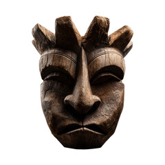 An intricately carved wooden mask, clip art illustration