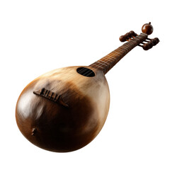Close-up studio shot of a Rudra Veena, on a transparent background