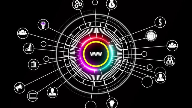 World wide web concept globe icon set. Planet web symbol set. Planet icon with world wide web sign black background.