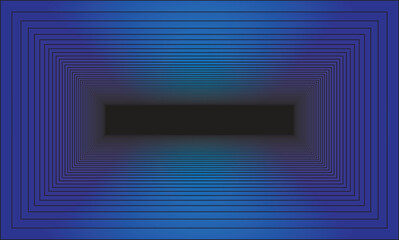 Abstract blue geometric tunnel background with glowing gradient rectangles creating illusion of depth and futuristic perspective
