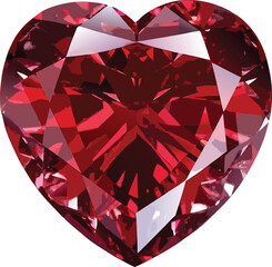 Red Heart Shaped Gemstone Faceted Crystal jewel
