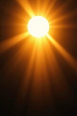 Naklejka premium Bright, isolated sun rays; warm, golden light effect , yellow light, abstract art