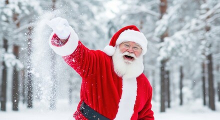Joyful Santa Claus Spreading Cheer in Winter Wonderland