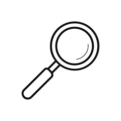 Simple line art magnifying glass icon vector graphic scalable for design projects